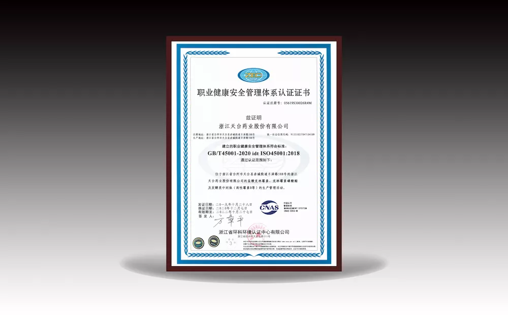 Occupational Health and Safety Management System Certificate